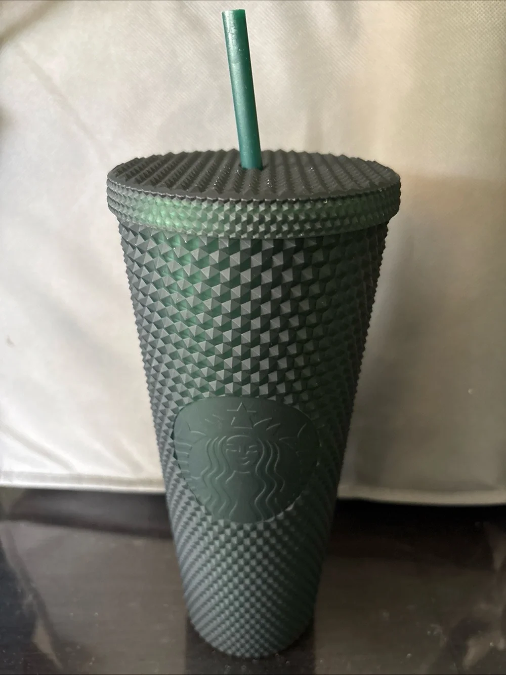 Starbucks Matte Forest Green Studded Cold Cup with Matching Straw